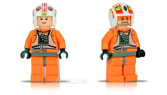 Les minifigurines de Luke Skywalker et Jek Porkins du set 9493 X-Wing Starfighter